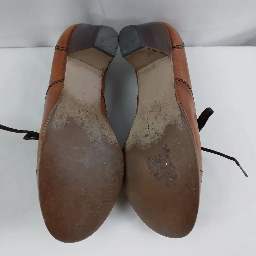 Fling Oxfords Wingtip Brogue Block Heels Leather Y2K Academia Women's 7